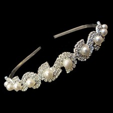 serre tête Diadème Mariage Mariée coiffure cristal et  perles Blanc cassé Crème