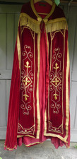 CHAPE Rouge XIX ème Roman Chasuble From 19th Century , hand made Quimper 140c