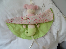 DOUDOU LUTIN HOCHET REVERSIBLE COROLLE 2003  28 CM  JUPE TISSU ROSE ET VERT ANIS