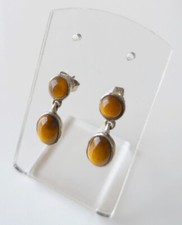 Boucle d'oreille en Oeil de Tigre et Argent 925