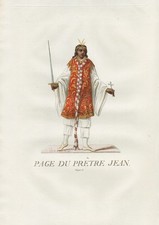 Éthiopie Prester John Serviteur Apprenti Costume Aquatinta Gravure 1778