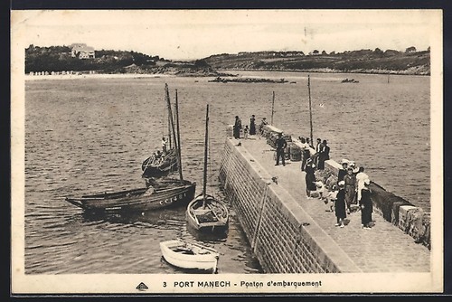 Cpa port manech ponton - manech,,