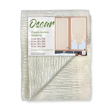 Paire de rideaux en verre beige Oscar – Moderne semi-transparent en polyester ra