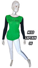 Miss Captain Taille 36  haut top tee shirt manches longues vert noir femme