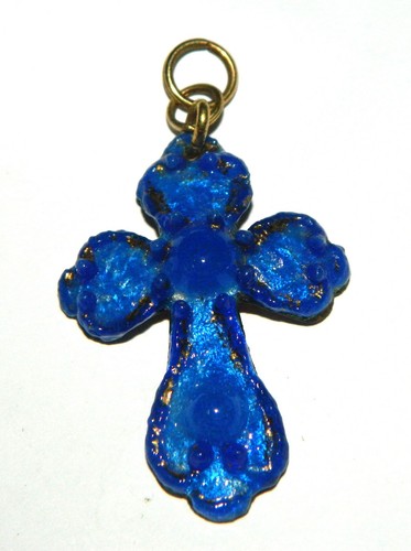 Joli pendentif croix émail - pendentif,