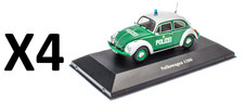 Lot de 4 voitures de police miniatures 1/43 Volkswagen 1200 Coccinelle Polizei