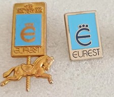 2 Pins OM Marseille. Sponsor Eurest 1992. Manège cheval de bois, forain