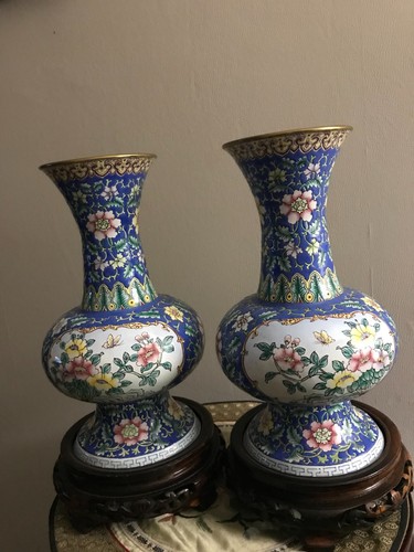 Cloisonne paire vase bronze - vase,