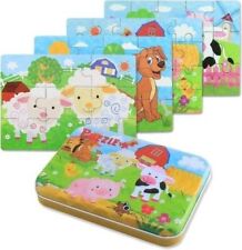 **PUZZLE EN BOIS POUR ENFANTS 3 ANS+ ANIMAUX DE LA FERME 4 NIVEAUX DE DIFFICULTÉ