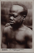 Zoo humain, "Les femmes à plateaux", type Pygmée au visage scarifié 1931 Carte p