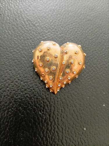 Broche coeur doré strass - broche,