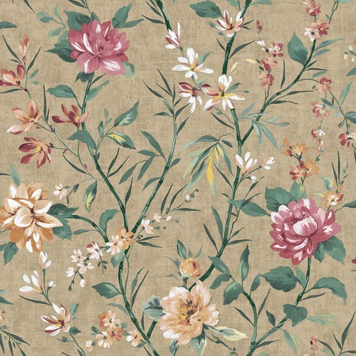 Papier peint floral oriental - peint,