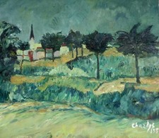 ANCIEN TABLEAU HST PAYSAGE VUE