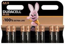 Pile Alcaline Duracell Plus AA – LR06 – blister de 8 piles