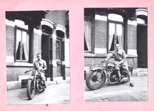 LOT DE 2 PHOTOGRAPHIES : MOTO ROYAL ENFIELD TYPE 500 SV MODELE 1929 -