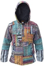 Homme Gheri Patchwork Festival Polaire Doublé Hiver Pullover Hippy Boho Hoodie