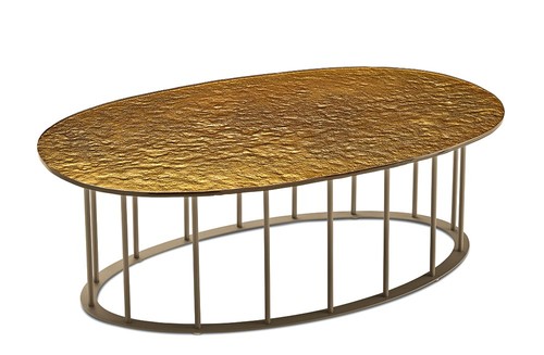 Table basse verre - basse, martelé