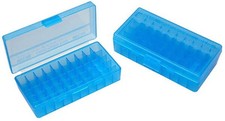 MTM Case-Gard P50-9M-24 Munitions Boite 50 Rond Flip-Top 9mm Bleu Transparent