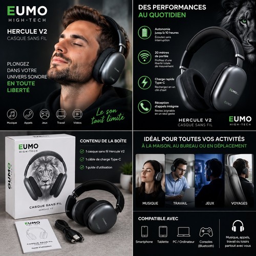 Casque bluetooth sans - bluetooth, fil