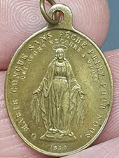 Rare Médaille France O Marie Vierge Marie 1830 coeurs religious medal #50
