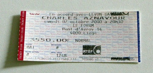 Charles aznavour rare billet - rare,