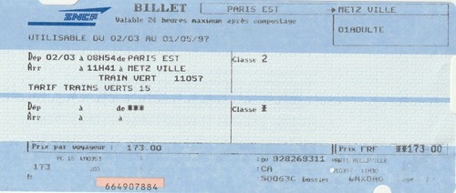 Ancien billet sncf - sncf, tgv