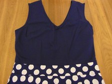 Miusol Women's Casual Flare Polka Dot Contrast Evening Party Mini Dress, Navy L