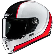 Casque De Moto XL - HJC V10 Hodu - Casque Intégral Vintage Blanc-Noir-Rouge