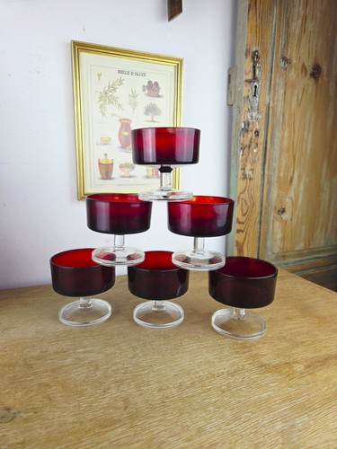 Lot coupes luminarc rouge - coupes,