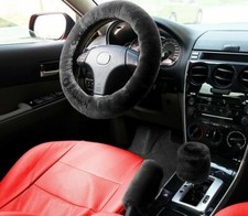 Zone Tech Noir Peluche Voiture Direction Roue Frein Main Vitesse Housse Peluche