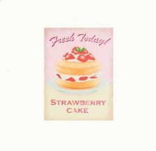 Cadre toile tableau cuisine Gâteau aux fraises - dessert - 40 x 30 cm