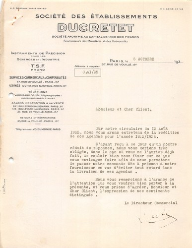 1935 societe des ets ducretet - 1935,