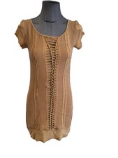 Très Belle Robe Viscose Soie Marron Plein Sud 36 Authentique 