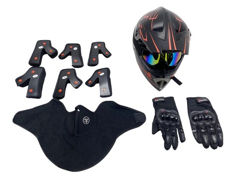 Casque cross avec gants