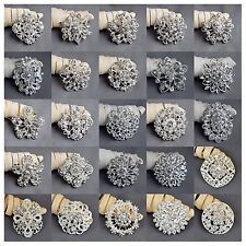 Brooch Lot 10-100 pcs Silver Rhinestone Crystal Pin Wedding Bouquet DIY Kit
