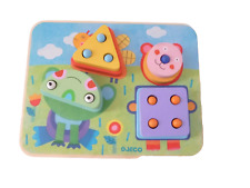 5⚜️ Jouet En Bois Djeco Jeux D'éveil Puzzle D'encastrement 8 Pièces Kikou Plok