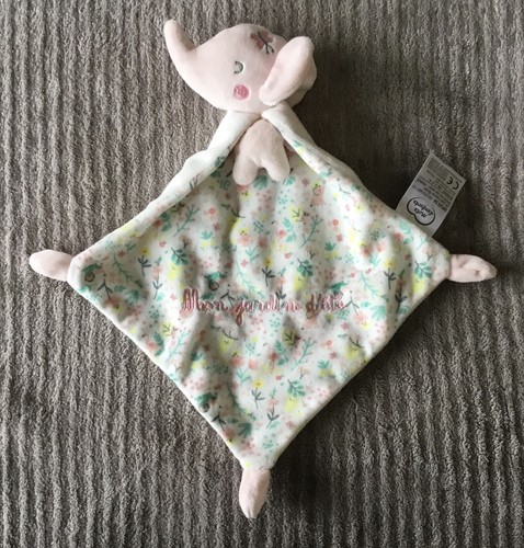 Doudou éléphant rose fleurs - doudou,