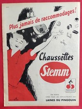 René GRUAU Publicité de presse: Lingerie Sous vêtement Chaussettes STEMM  1953