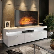 Meuble de Télé Brasilia Armoire TV Haute Brillance Artisan Chêne LED Rvb