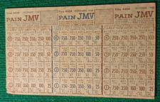 FEUILLE DE TICKETS - CARTE D'ALIMENTATION PAIN JMV - NOVEMBRE 1948