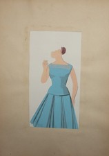Tableau ancien gouache femme