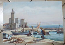 Aquarelle, le phare à Zarzis Tunisie 1950/60 Albert Braunsteffer peintre hyerois