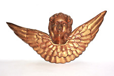 Grande tête d'ange ailé en bois doré  vers 1800, 54 x 27 cm 