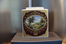 Boite à thé porcelaine peinte, déco or, Royal Cauldon,Bristol Yronstone,London