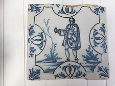 Carreau de Poele faience France Lyon  XVIIIe 18e