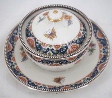 Tétard Frères saucière, sucrier, bonbonnière argent Minerve, porcelaine Limoges