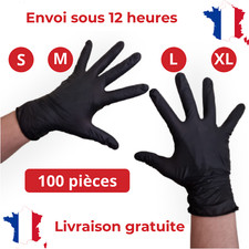 Gants Jetables en Nitrile Noir Sans Poudre Sans Latex  Anti-allergie boite 100p.