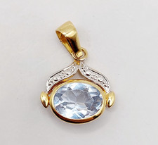 Pendentif vintage art nouveau or 18k spinelle bleu synthétique 2,50 carats