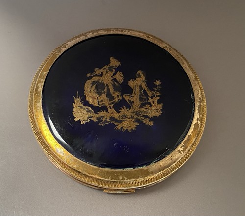 Ancien poudrier emaux limoges - poudrier,