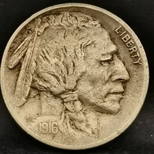 5 CENTS BUFFALO NICKEL 1916 USA ( BISON & TETE D'INDIEN ) / Réf 71125